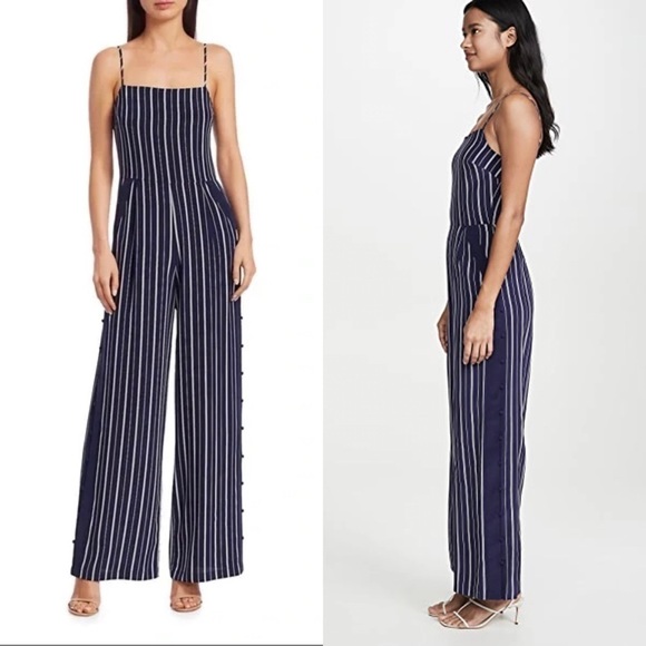 NWT L’AGENCE Silk Stripe Wide Leg Square Neck Sleeveless High Rise Jumpsuit XS - Picture 5 of 12